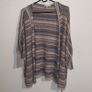 Striped Slouched Poncho-Style Cardigan